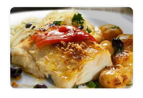 recipe image Kabeljau mit Bratkartoffeln und Gurkensalat